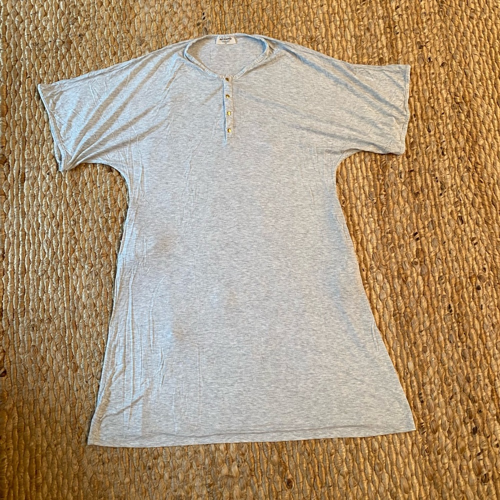 Women's Light Gray Sleep Shirt with Henley Buttons
